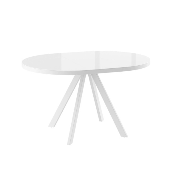 Стол RONDO-100, круглый раздвижной со стеклом 100(135), БЕЛЫЙ ОПТИВАЙТ/БЕЛЫЙ RONDO 100